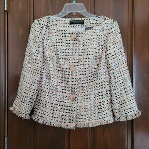 Dana Buchman short jacket with fringe trim Petite size 6